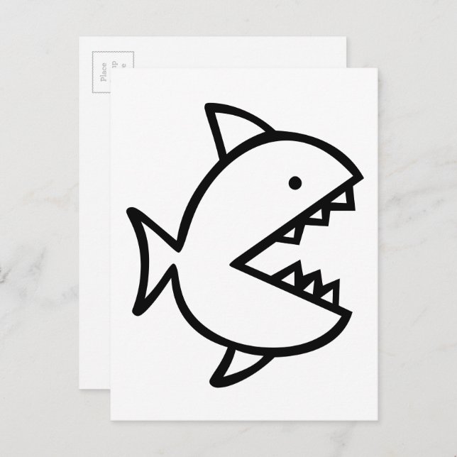 Colour-Your-Own Fish with Teeth Postcard (Front/Back)