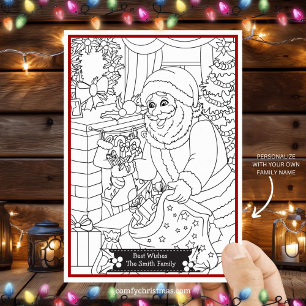 Colour Your Own Fun Personalised Christmas Santa Holiday Card