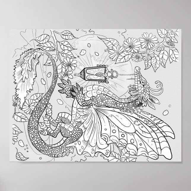 Colour your Own Garden Faery Dragon Poster (Front)