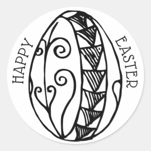 Colour Your Own Hand Drawn Easter Egg—Happy Easter Classic Round Sticker