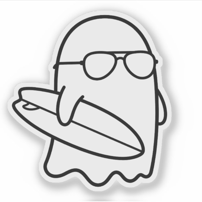Colour Your Own Kawaii Ghost Surfer Summerween (Front)