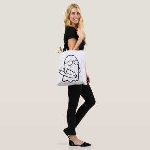 Colour Your Own Kawaii Ghost Surfer Summerween Tote Bag