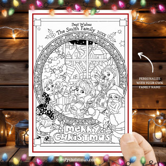 Colour Your Own Personalised Christmas Festive Holiday Card