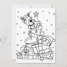 Colour Your Own Santa and Reindeer 