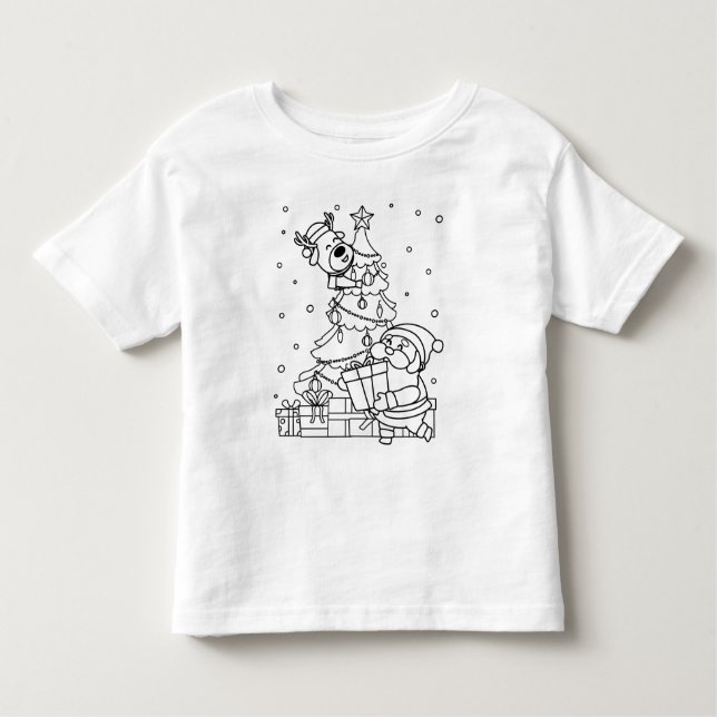 Colour Your Own Santa and Reindeer  Toddler T-Shirt (Front)