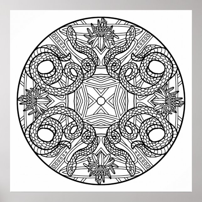 Colour Your Own Snakes Mandala Colouring Poster (Front)