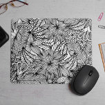 Colour Your Own | Tropical Escape Pattern Mouse Pad<br><div class="desc">Indulge in some therapeutic adult colouring with our boldly patterned black and white mousepad! Chic, intricate tropical floral design features leaves, feathers and flowers and can be coloured with fabric markers to add as much or as little colour as you like for a unique addition to your desk or office....</div>