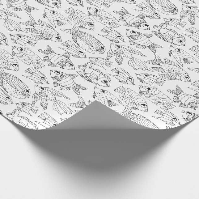 Colour Your Own Tropical Fish Wrapping Paper (Corner)