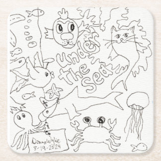 Colour Your Own -"Under the Sea" Square Paper Coaster