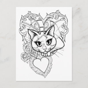 Colour Your Own Valentine Fairy Cat Art Postcard