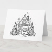 Colour Your Own Winter House and Beaver Blank