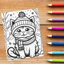 Colour Your Own! Winter Kitten