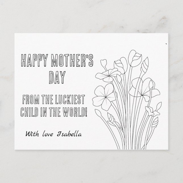 Colour your self custom Mother's Day Postcard (Front)