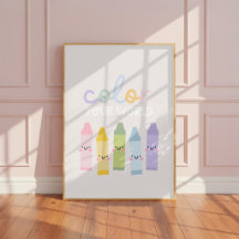 Colour Your World Crayon Girls Room Nursery Art