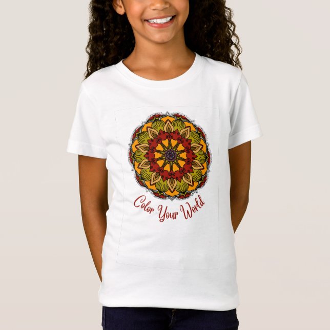 Colour Your World Mandala Children's  T-Shirt (Front)