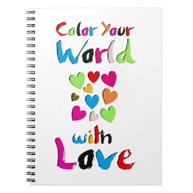 Colour Your World with Love - Vibrant Heart Design Notebook (Front)