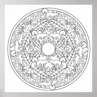 Colour Yourself Mandala Poster Squirrel Poster