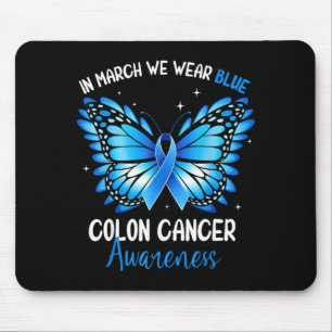 Colourectal blue butterfly colon cancer awareness mouse pad