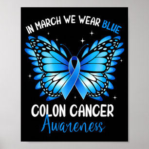 Colourectal blue butterfly colon cancer awareness poster