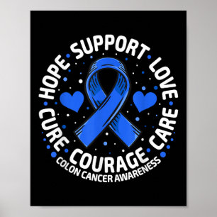 Colourectal Cancer Family Support Blue Colon Cance Poster