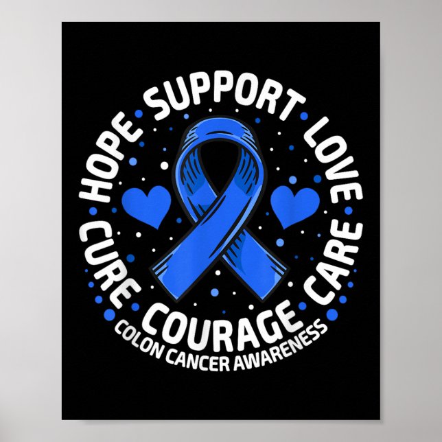 Colourectal Cancer Family Support Blue Colon Cance Poster (Front)