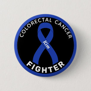 Colourectal Cancer Fighter Ribbon Black Button