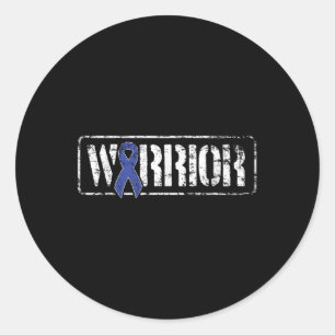 Colourectal Cancer Warrior - Dark Blue Military Classic Round Sticker