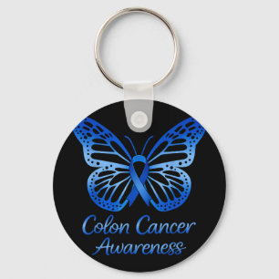 Colourectal colon cancer awareness blue ribbon key ring