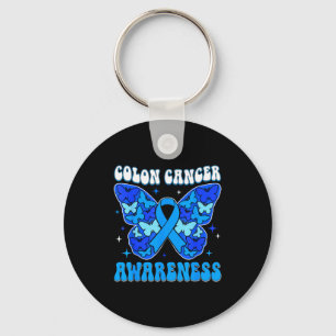 Colourectal colon cancer awareness blue ribbon key ring