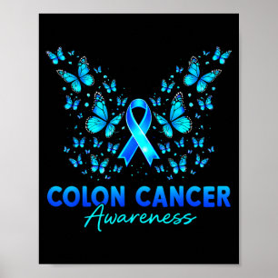 Colourectal colon cancer awareness blue ribbon poster