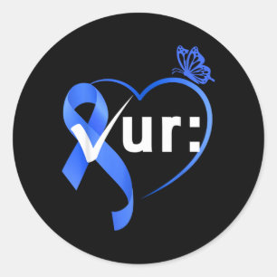 Colourectal Colon Cancer Awareness Month Check Classic Round Sticker