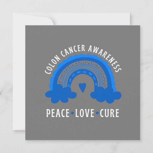 Colourectal Colon Cancer Awareness Peace Love Cure Card (Front)