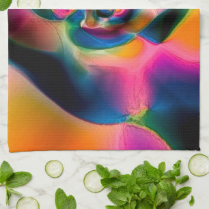 Coloured abstract twisted  lines in light sculptur tea towel