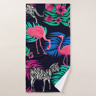 coloured african background, giraffe, leopard, tig bath towel