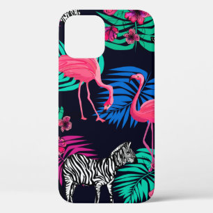 coloured african background, giraffe, leopard, tig iPhone 12 case