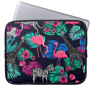 coloured african background, giraffe, leopard, tig laptop sleeve