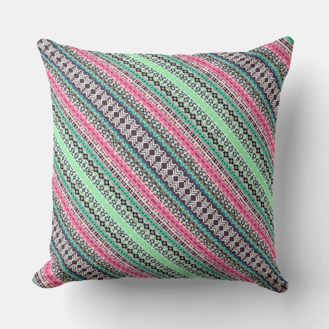 Coloured aztec patterns design cushion (Front)