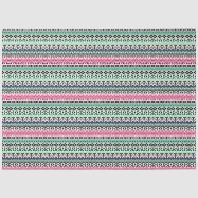 Coloured aztec patterns design tissue paper (Front)