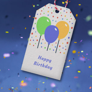 Coloured Balloons Birthday Gift Tags