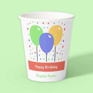 Coloured Balloons Birthday Paper Cups