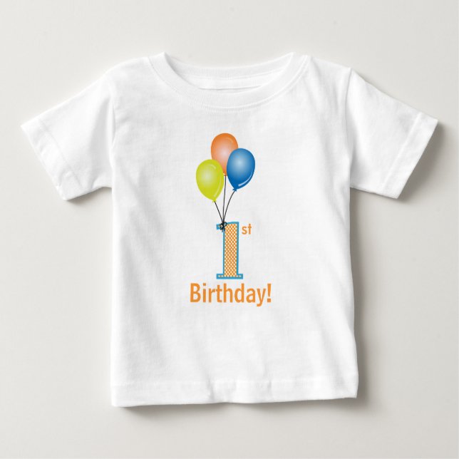 Coloured Balloons Child's 1st Birthday Baby T-Shirt (Front)