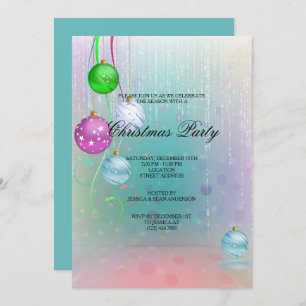Coloured Baubles & Decorations Christmas Party Invitation