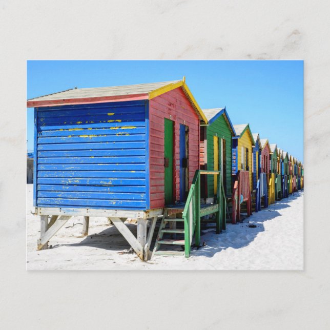 Coloured Beach Huts Postcard (Front)