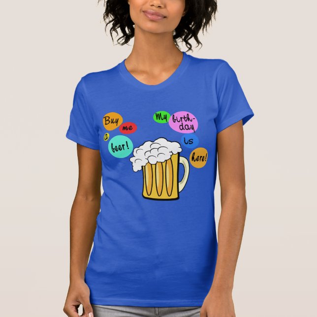 Coloured Beer Bubbles Birthday Tshirt (Front)