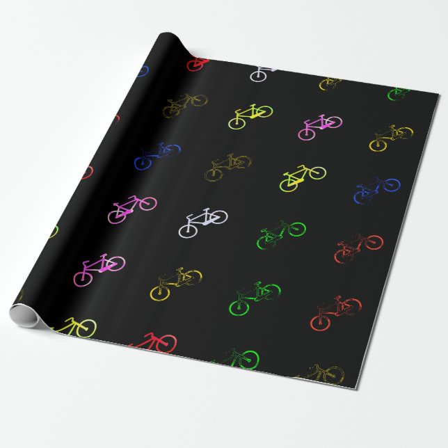 Coloured bicycles wrapping paper (Unrolled)