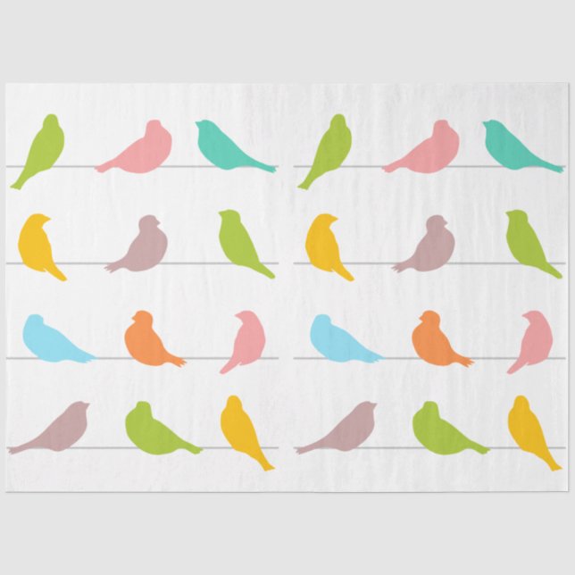 Coloured Bird Silhouettes Tissue Paper (Front)