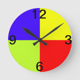 Coloured Block Art Round Clock