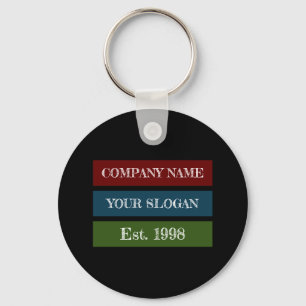 Coloured Block Style Company Name Key Ring