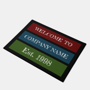 Coloured Block Style Company Name, Welcome Doormat