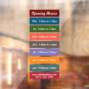 Coloured Block Style Opening Hours
